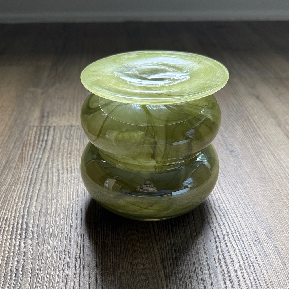 Anthropologie Green Swirled Glass Vase